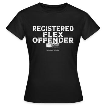 Funny Registered Flex Offender Bodybuilding - Women's T-Shirt - black - Front - AI Model Female 172 dark (172cm)