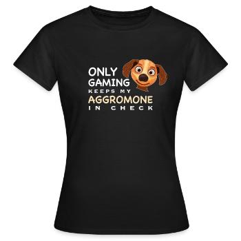 Drôle, Le jeu garde l’aggromone à distance, Anglais - T-shirt Femme - noir - Devant - AI Model Female 172 dark (172cm)