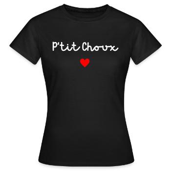 P’tit choux - T-shirt Femme - noir - Devant - AI Model Female 172 dark (172cm)