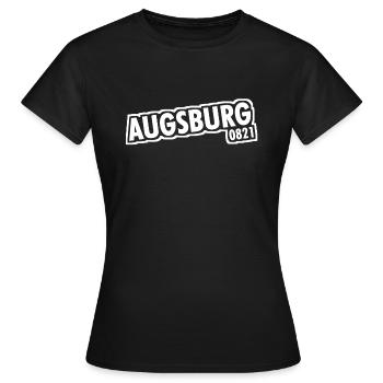 Augsburg 0821 Vorwahl - Frauen T-Shirt - Schwarz - Vorne - AI Model Female 172 dark (172cm)