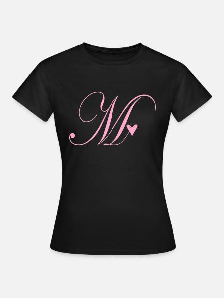 Monogramm M Herz Ranke - Frauen T-Shirt - Schwarz