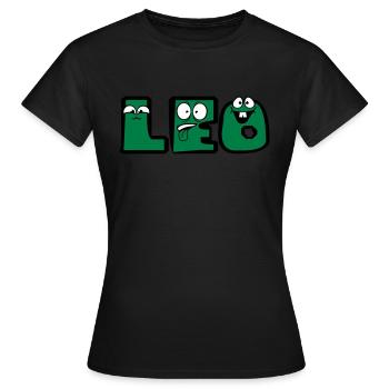 leo vorname maennlich kind baby nachwuchs schwange - Frauen T-Shirt - Schwarz - Vorne - AI Model Female 172 dark (172cm)