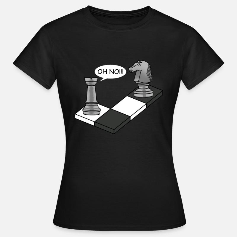 Échecs se déplacent d'échecs cheval pion cadeau pièce d'échecs - T-shirt Femme - noir