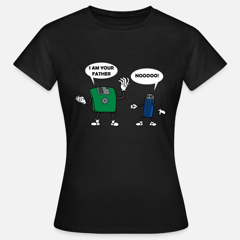Computer technology floppy disk USB stick gift - Women's T-Shirt - black