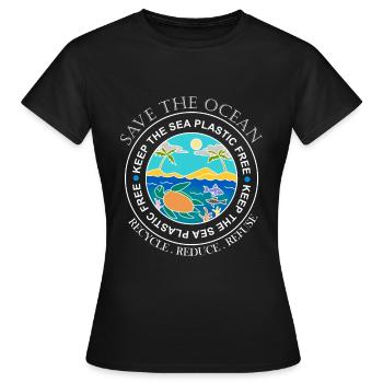 Sauvez le cadeau en plastique en plastique océan - T-shirt Femme - noir - Devant - AI Model Female 172 dark (172cm)