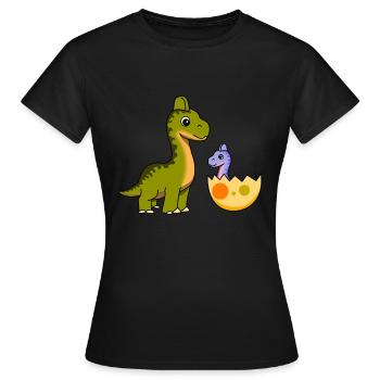 Dinosaur brother brother love offspring family - Women's T-Shirt - black - Front - AI Model Female 172 dark (172cm)