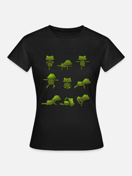 Yoga Frosch Froschyoga Meditation Frösche Geschenk - Frauen T-Shirt - Schwarz