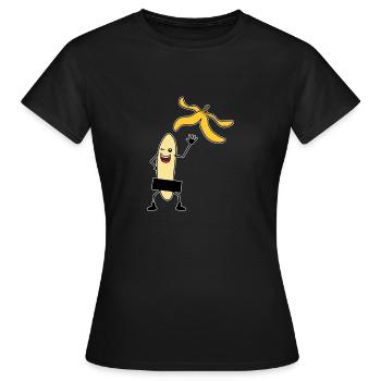 Bananen Striptease Obst Früchte Nackt Geschenk - Frauen T-Shirt - Schwarz - Vorne - AI Model Female 172 dark (172cm)