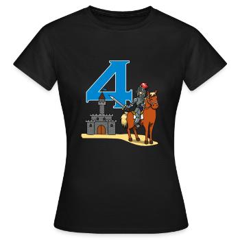 4ème anniversaire guerrier de château chevalier médiéval - T-shirt Femme - noir - Devant - AI Model Female 172 dark (172cm)
