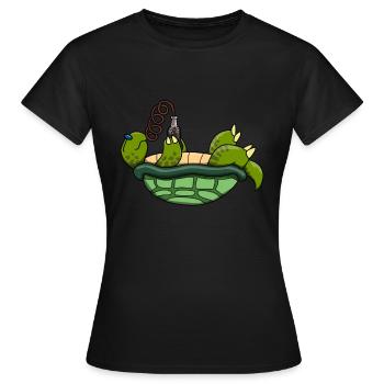 Schildkröte Trinken Soda Meer Urlaub Geschenk - Frauen T-Shirt - Schwarz - Vorne - AI Model Female 172 dark (172cm)