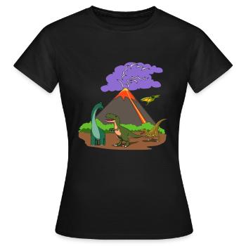 Dino dinosaure éruption volcanique éruption cadeau - T-shirt Femme - noir - Devant - AI Model Female 172 dark (172cm)