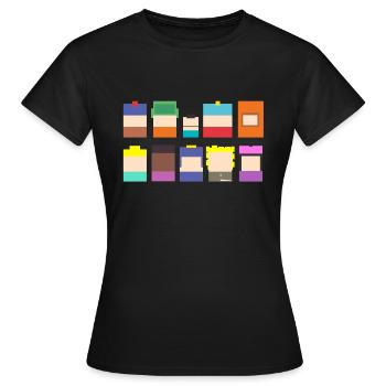 Un parc dans les personnages de dessins animés du sud - T-shirt Femme - noir - Devant - AI Model Female 172 dark (172cm)