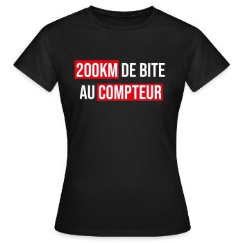 200km de bite au compteur - T-shirt Femme - noir - Devant - AI Model Female 172 dark (172cm)