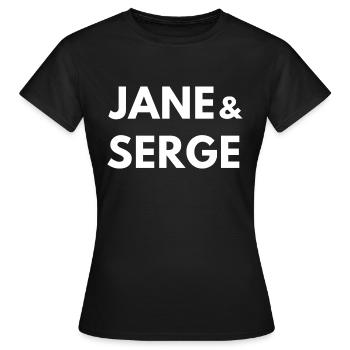 jane et serge - T-shirt Femme - noir - Devant - AI Model Female 172 dark (172cm)