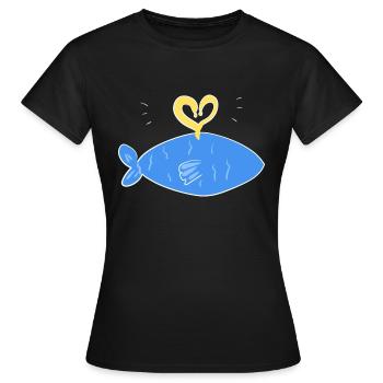 symbole de poisson bleu lumière du cœur - T-shirt Femme - noir - Devant - AI Model Female 172 dark (172cm)