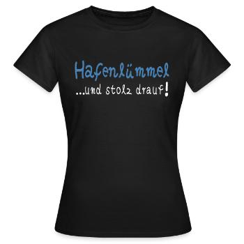 Moin Küstenkind Hafen Lümmel - Frauen T-Shirt - Schwarz - Vorne - AI Model Female 172 dark (172cm)
