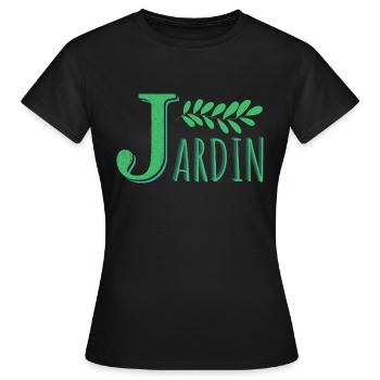 JARDIN J majuscule vert - T-shirt Femme - noir - Devant - AI Model Female 172 dark (172cm)