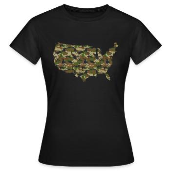 USA Camouflage map - Women's T-Shirt - black - Front - AI Model Female 172 dark (172cm)