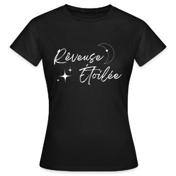 Rêveuse étoilée - T-shirt Femme - noir - Devant - AI Model Female 172 dark (172cm)