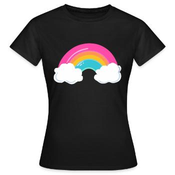 Mignon arc-en-ciel nuageux - T-shirt Femme - noir - Devant - AI Model Female 172 dark (172cm)