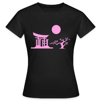 Japan Gate Silhouette - Women's T-Shirt - black - Front - AI Model Female 172 dark (172cm)