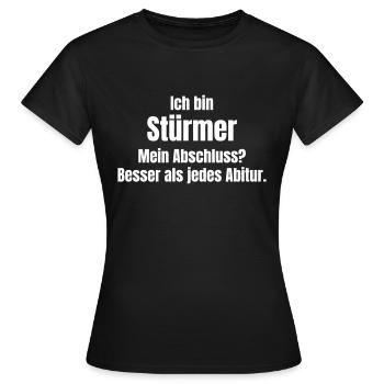 Attaquant sur le terrain de football - T-shirt Femme - noir - Devant - AI Model Female 172 dark (172cm)