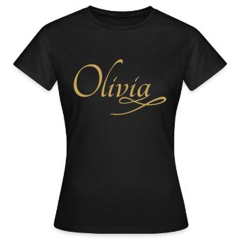 First name Olivia - Women's T-Shirt - black - Front - AI Model Female 172 dark (172cm)