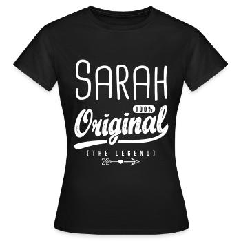 Sarah ORIGINAL shirt personnalisé prénom Sarah - T-shirt Femme - noir - Devant - AI Model Female 172 dark (172cm)