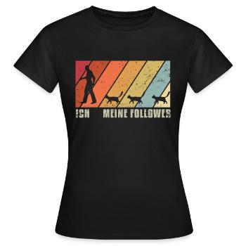 Ich meine Follower Katze Katzen Katzenliebhaberin - Frauen T-Shirt - Schwarz - Vorne - AI Model Female 172 dark (172cm)