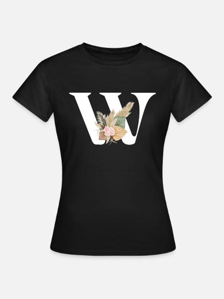Buchstabe W Blumen - Frauen T-Shirt - Schwarz