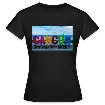 Grüße aus Mexiko . Cancun - Frauen T-Shirt - Schwarz - Vorne - AI Model Female 172 dark (172cm)