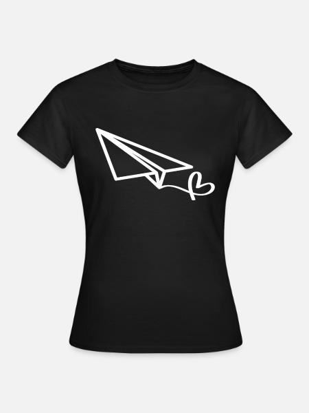 Papierflieger in LOVE - Frauen T-Shirt - Schwarz