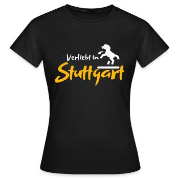 Verliebt in Stuttgart | Stuttgart Mitbringsel - Frauen T-Shirt - Schwarz - Vorne - AI Model Female 172 dark (172cm)