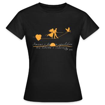 Einander zu lieben ist ein Gleichgewicht zwischen Freiheit und Sicherheit. - Frauen T-Shirt - Schwarz - Vorne - AI Model Female 172 dark (172cm)