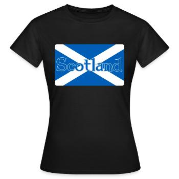 Scotland Flag with text on top - Women's T-Shirt - black - Front - AI Model Female 172 dark (172cm)