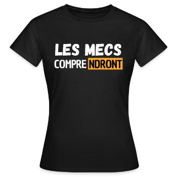 LES MECS COMPRENDRONT - T-shirt Femme - noir - Devant - AI Model Female 172 dark (172cm)