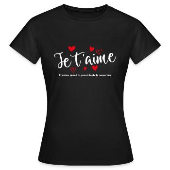 T-shirt / Je t’aime / Je t’aime / Je t’aime - T-shirt Femme - noir - Devant - AI Model Female 172 dark (172cm)