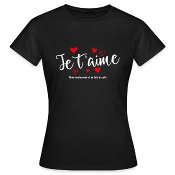 T-shirt / Je t’aime / Je t’aime / Je t’aime - T-shirt Femme - noir - Devant - AI Model Female 172 dark (172cm)
