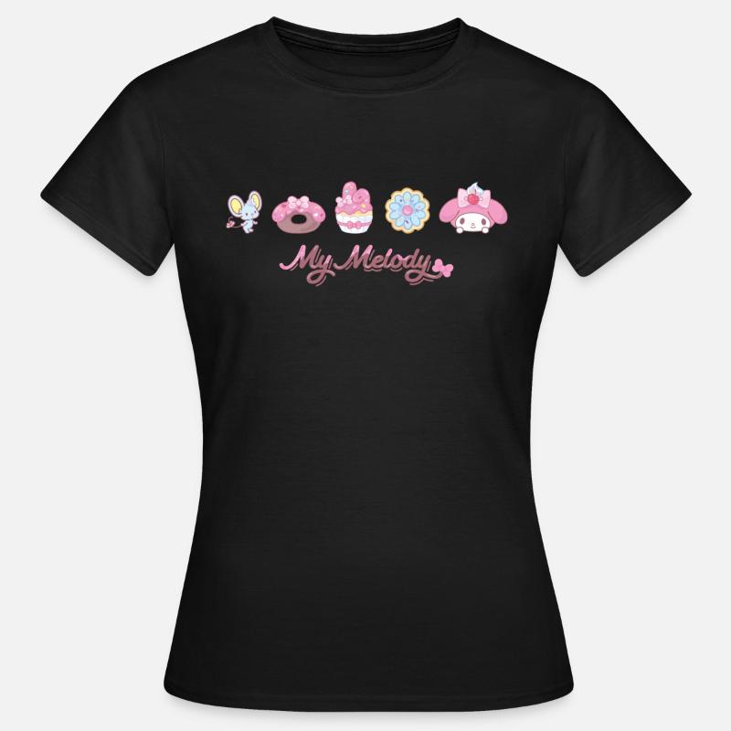 My Melody con flat y pasteles - Camiseta mujer - negro