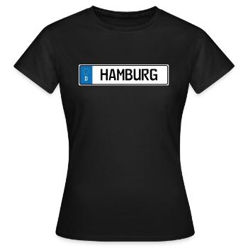 Plaque d'immatriculation Hambourg - T-shirt Femme - noir - Devant - AI Model Female 172 dark (172cm)