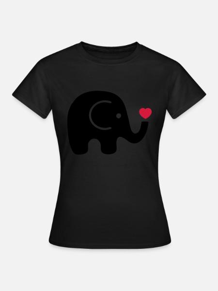 elefant herz - Frauen T-Shirt - Schwarz