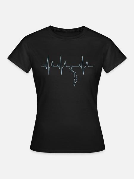 Apnoetauchen Freitaucher Herzschlag - Frauen T-Shirt - Schwarz