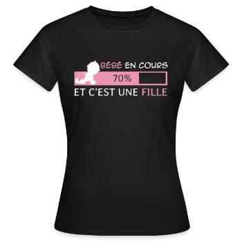 Bébé en cours et c'est une Fille - T-shirt Femme - noir - Devant - AI Model Female 172 dark (172cm)