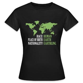 Race homme lieu de naissance Terre nationalité terrien - T-shirt Femme - noir - Devant - AI Model Female 172 dark (172cm)
