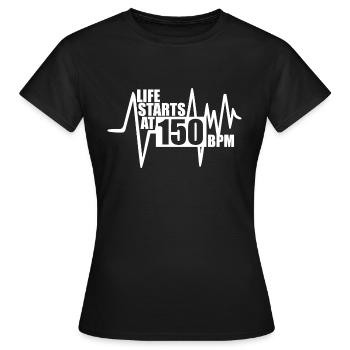 Life starts at 150 BPM - Women's T-Shirt - black - Front - AI Model Female 172 dark (172cm)