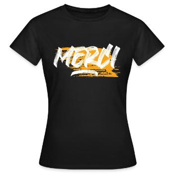 Merci - T-shirt Femme - noir - Devant - AI Model Female 172 dark (172cm)