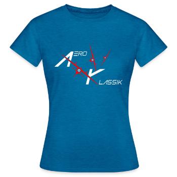 AERO RICHARD - Frauen T-Shirt - Antikblaues Saphir meliert - Vorne - AI Model Female 172 dark (172cm)