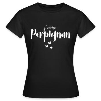 j aime Perpignan - T-shirt Femme - noir - Devant - AI Model Female 172 dark (172cm)