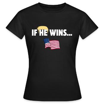 S’IL GAGNE... ÉLECTION AMÉRICAINE 2024  - T-shirt Femme - noir - Devant - AI Model Female 172 dark (172cm)