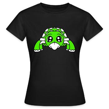 tortue mignon mignon yeux écarquillés petit enfant - T-shirt Femme - noir - Devant - AI Model Female 172 dark (172cm)